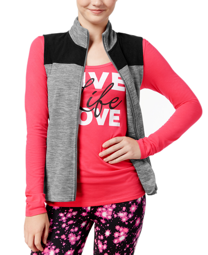 Energie Active Women Fleece Vest and Graphic T Shirt Grey Spacedye