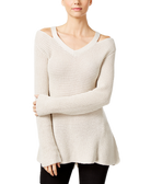 Style & Co Women Cutout High Low Sweater Stonewall