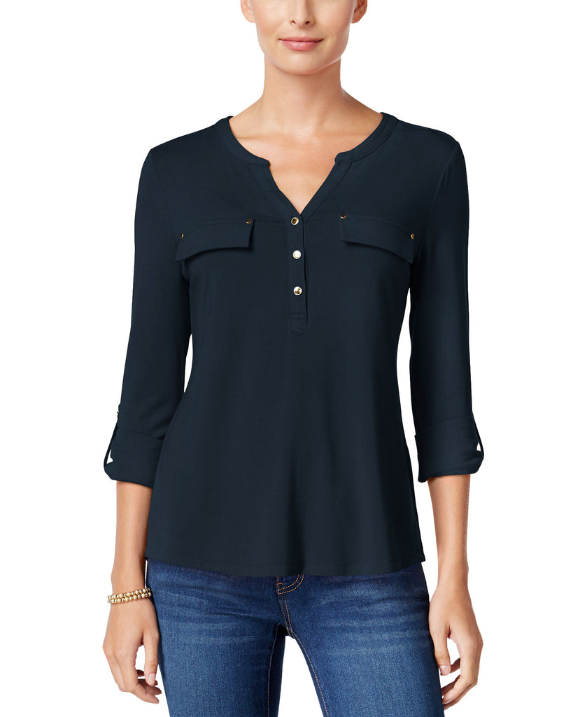 Charter Club Women Utility Henley Top Deepest Navy