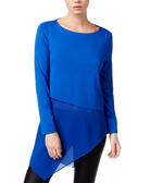 Bar III Women Layered Mixed Media Top Lazulite