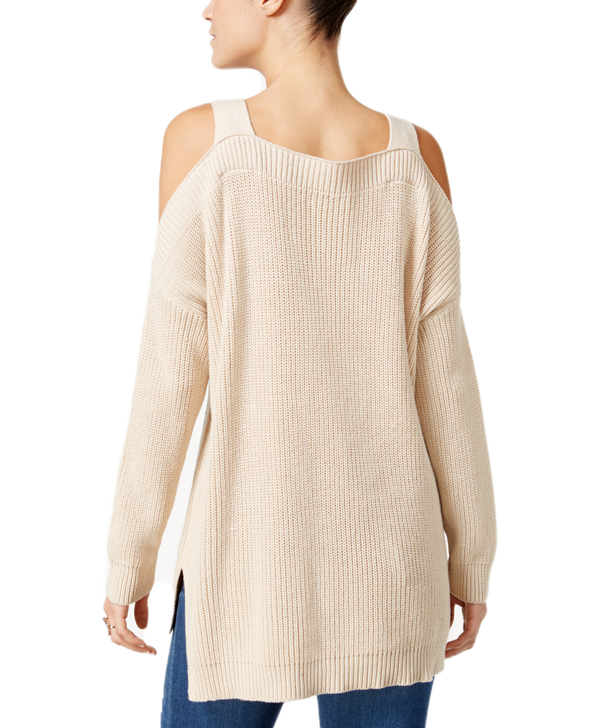Style & Co Women Ribbed Cold Shoulder Sweater