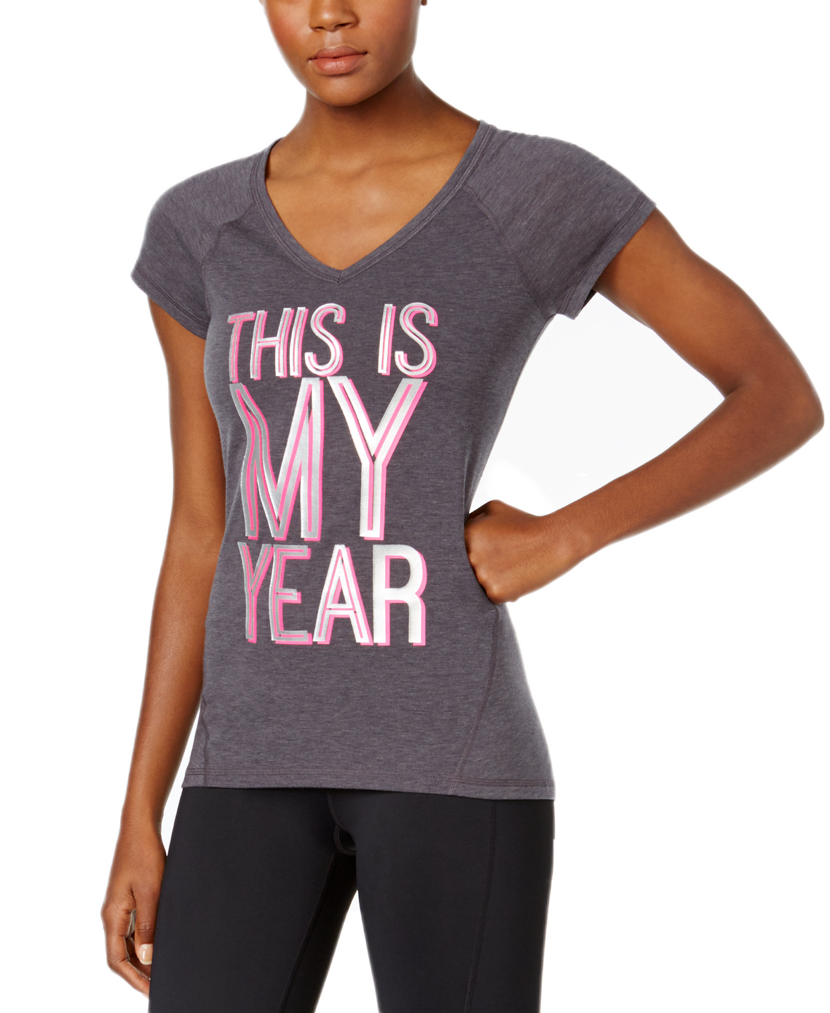 Ideology Women This Is My Year Graphic T Shirt Charcoal Heather
