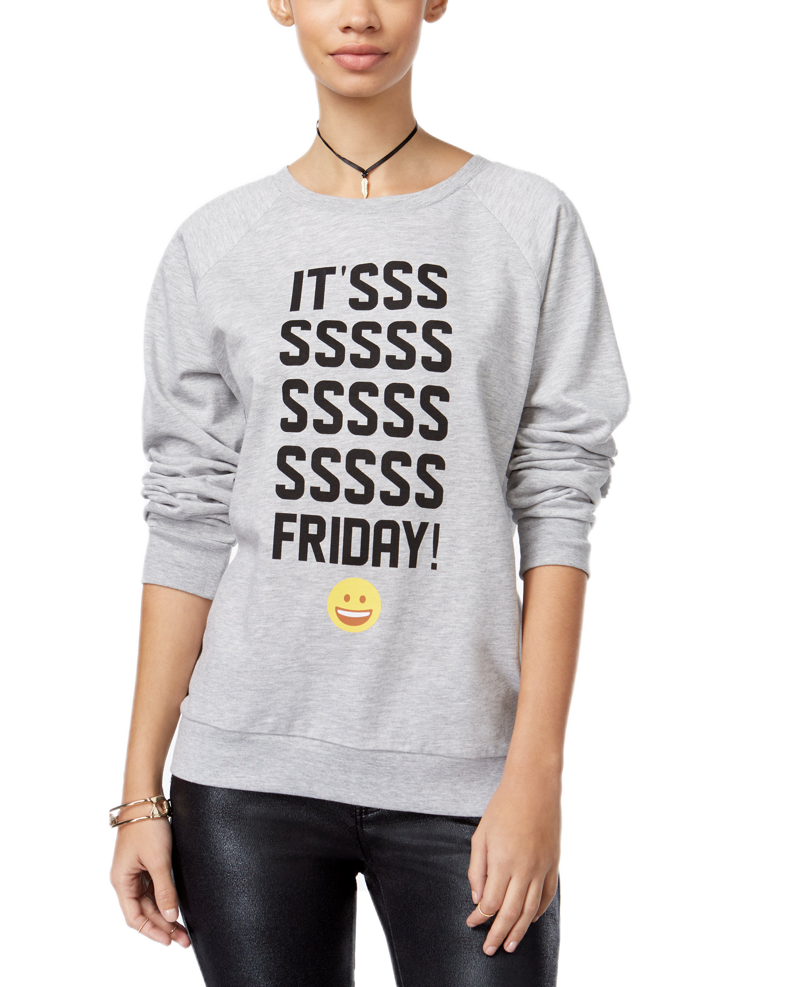 Freeze 24 7 Women Its Friday Graphic Sweatshirt Light Grey