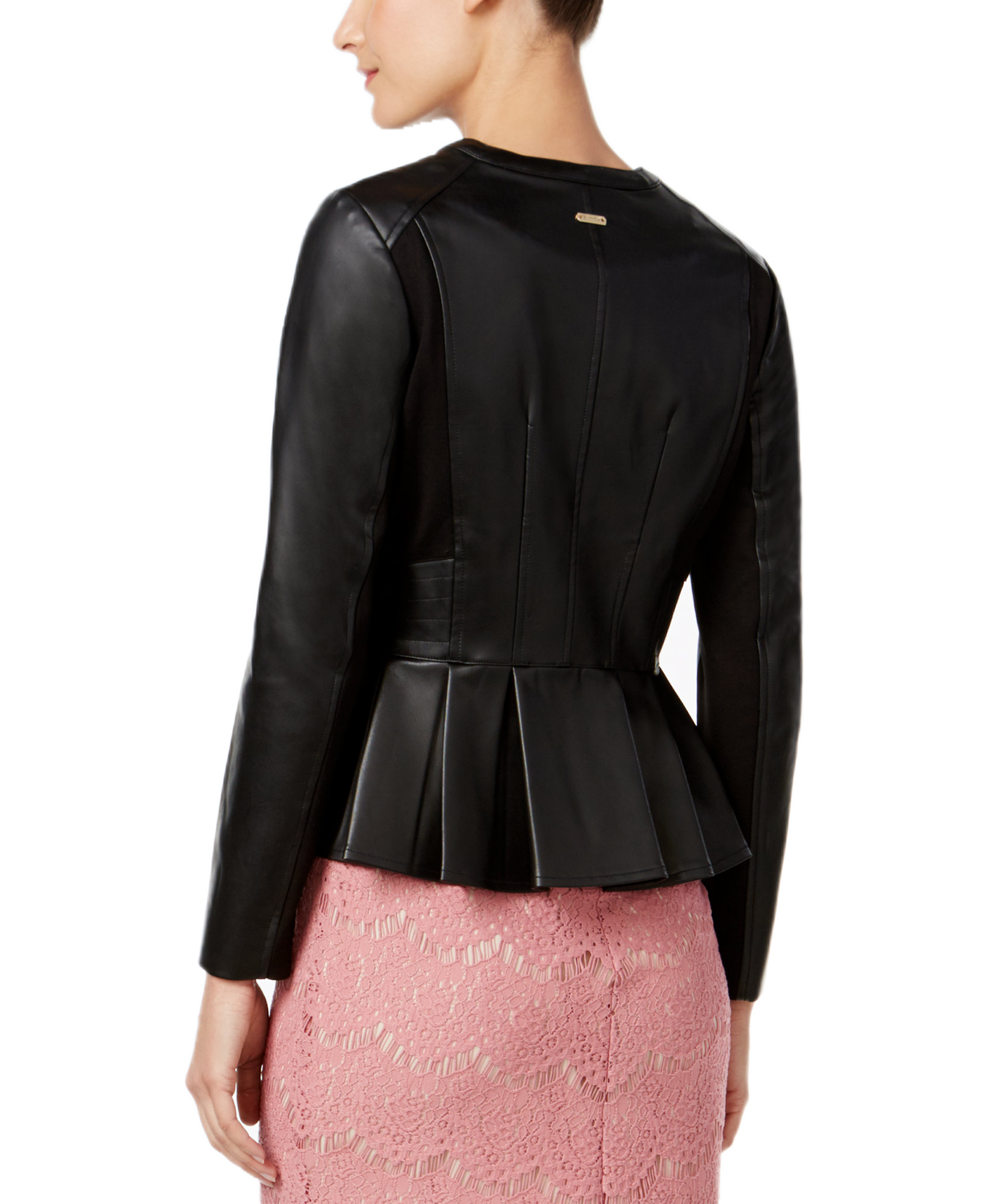Faux Leather Peplum Jacket Online Warehouse Sale