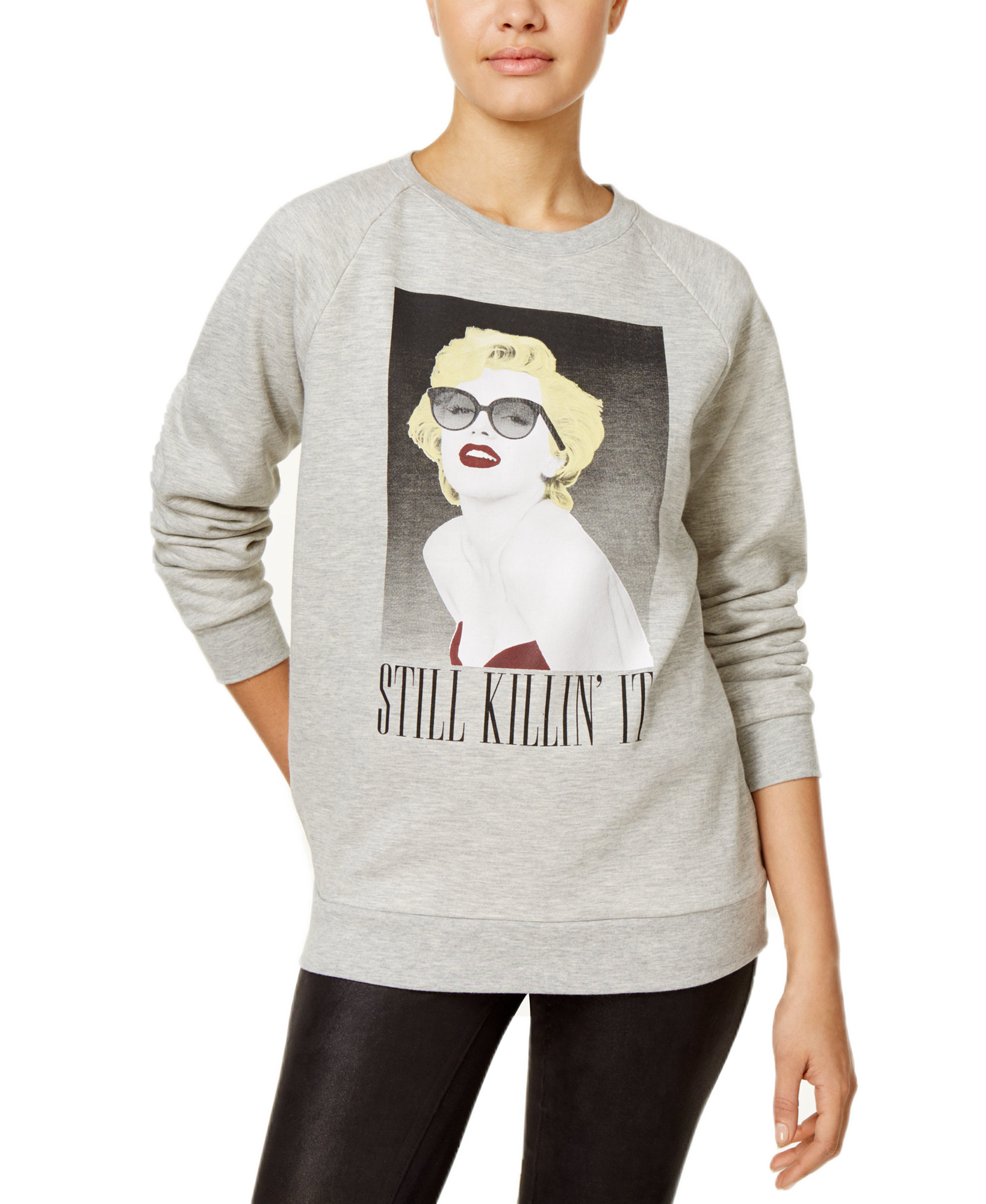 Freeze 24 7 Juniors Marilyn Graphic Sweatshirt Grey Heather