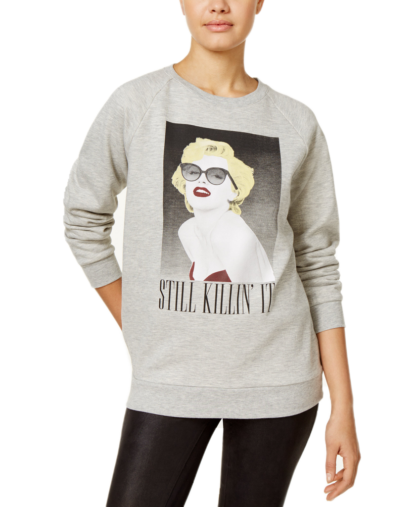 Freeze 24 7 Juniors Marilyn Graphic Sweatshirt Grey Heather