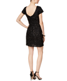 Sandra Darren Women Petite Scoop Back Sequined Sheath Dress