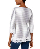 Charter Club Women Cotton Striped Crochet Trim Tunic