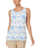 Charter Club Women Floral Lace Tank Top Cloud