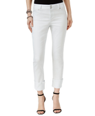 INC International Concepts Women Curvy Fit Cropped Jeans White Denim