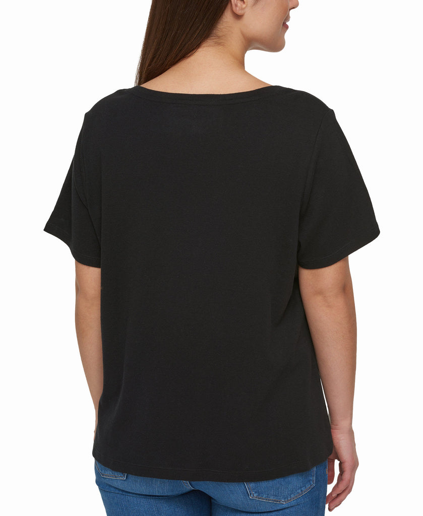 Tommy Hilfiger Women Plus Cotton V Neck T Shirt