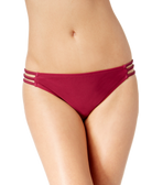 California Waves Juniors Hypnotic Optic Strappy Hipster Bikini Bottoms Wine