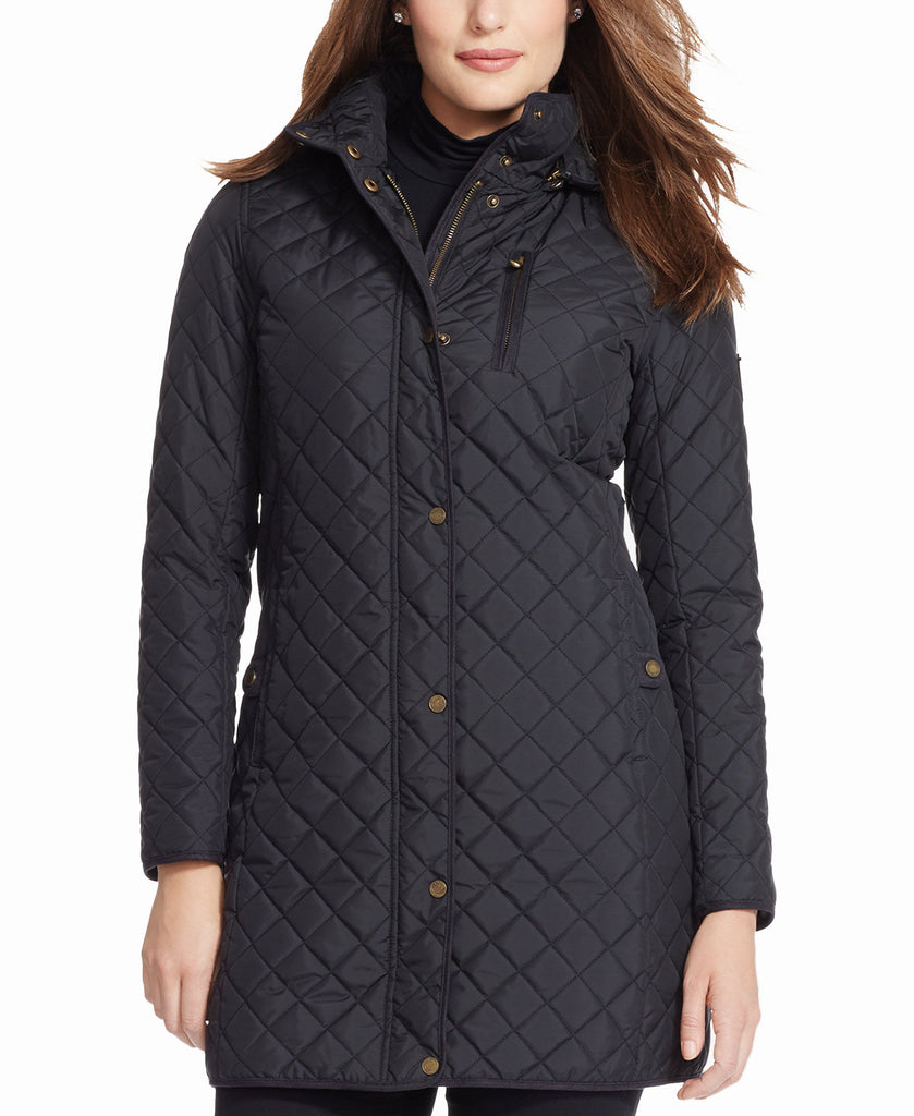 Lauren Ralph Lauren Women Petite Quilted Hooded Jacket Black