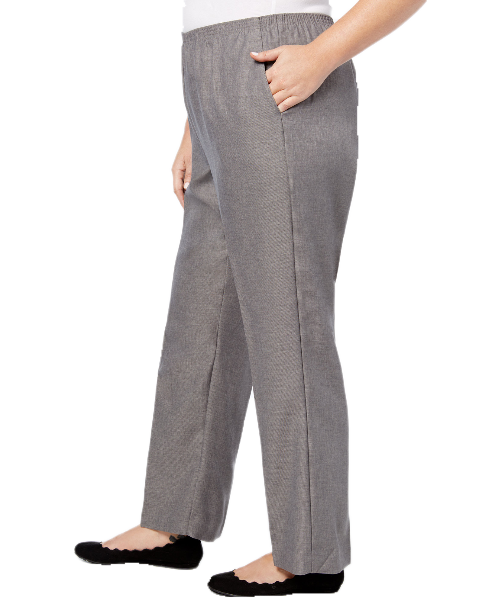 Alfred Dunner Women Plus Classic Pull On Straight Leg Pants