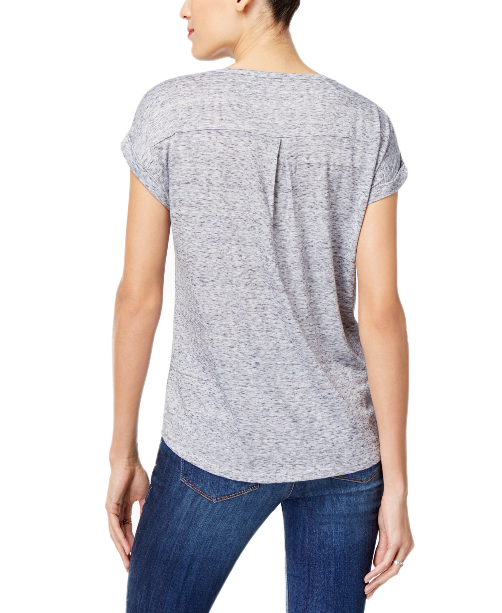 Style & Co Women Graphic Shirttail Hem Top