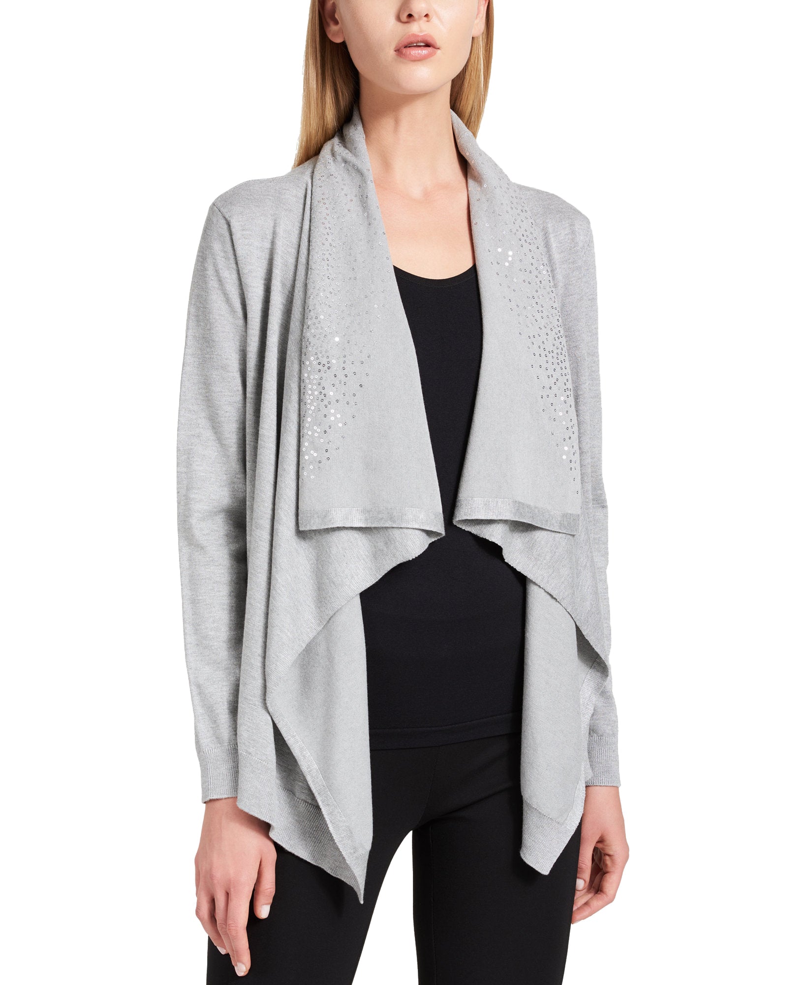 DKNY Women Embellished Cardigan Silver