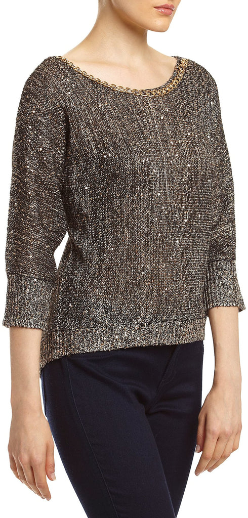 XOXO Juniors Chain Detail Sequin Pullover Sweater