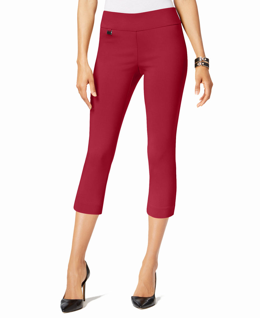 Alfani-Women-Tummy-Control-Pull-On-Capri-Pants-Red