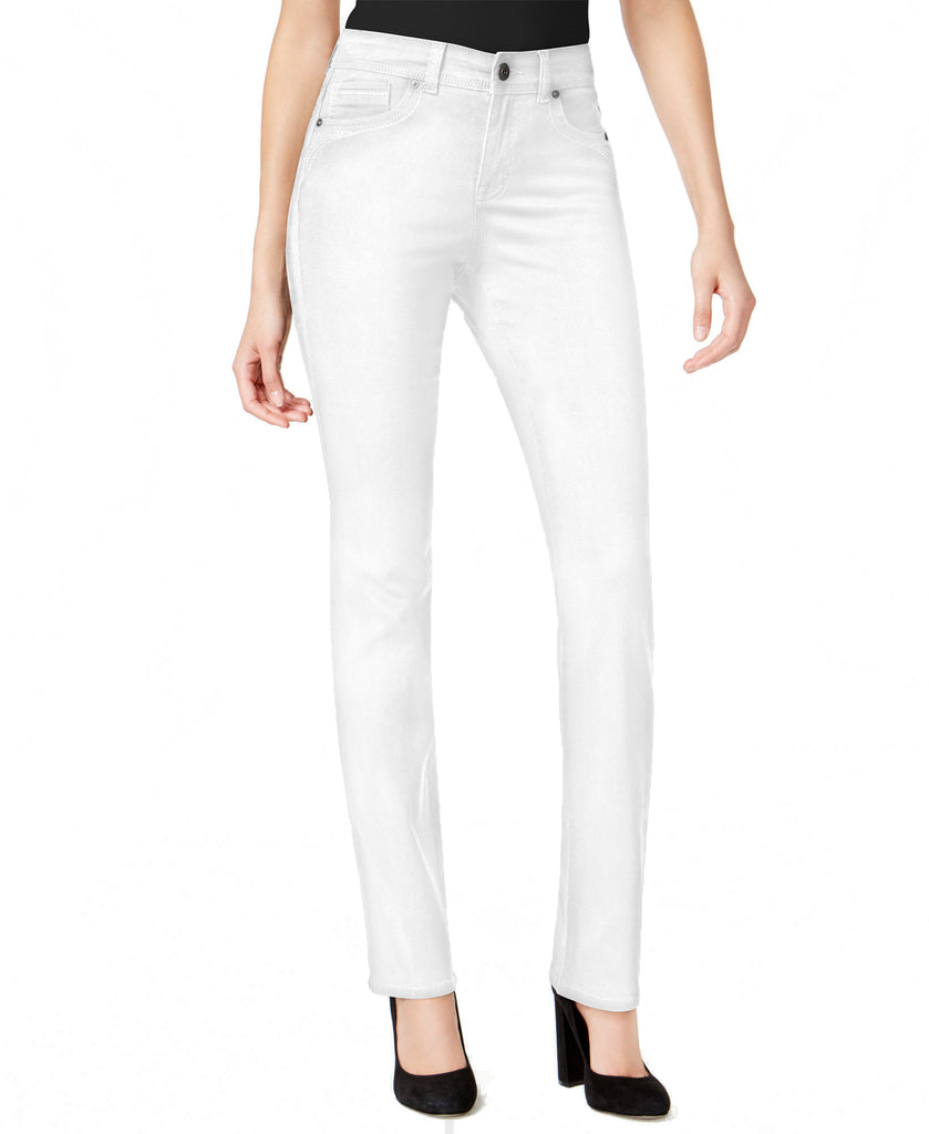 Style & Co Women High Rise Straight Leg Jeans Bright White