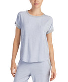 DKNY Women Contrast Trim Pajama Top Heather Stripe
