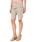 Style & Co Women Petite Zipper Bermuda Cargo Shorts Stonewall