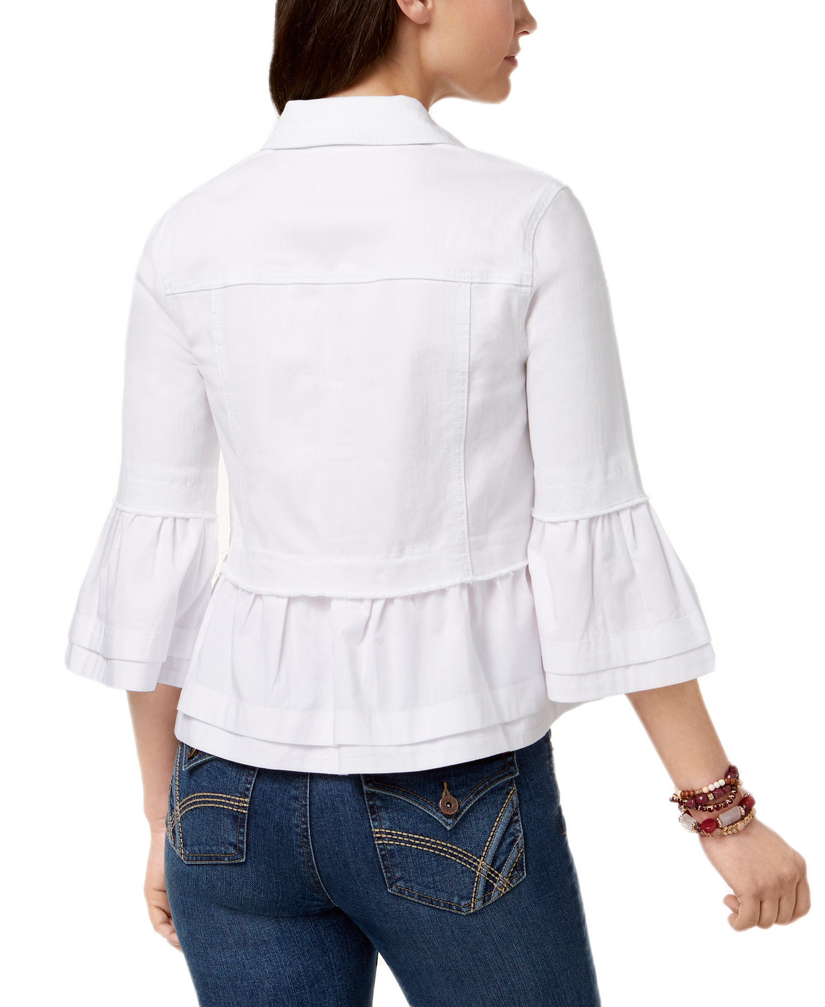 Style & Co Women Ruffled Denim Jacket