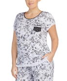 Layla Women Plus Ruffle Trim Pajama Top Floral Print