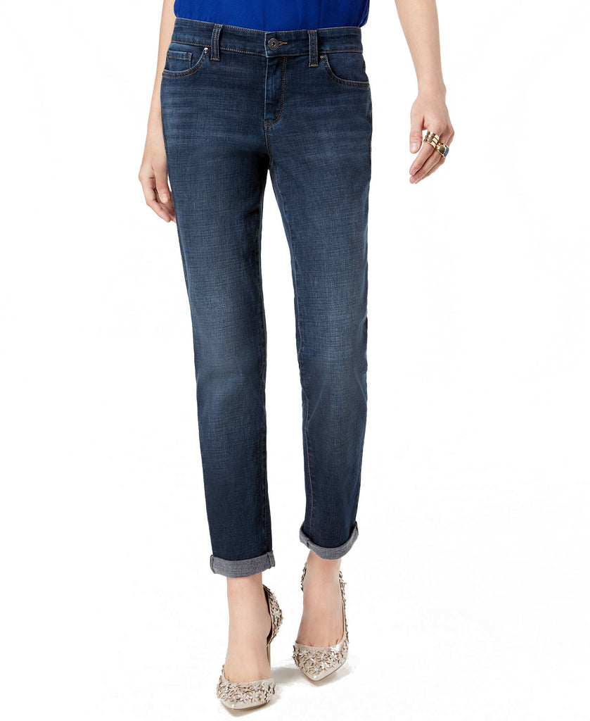 INC International Concepts Women Curvy Mid Rise Straight Leg Jeans Blooming Wash