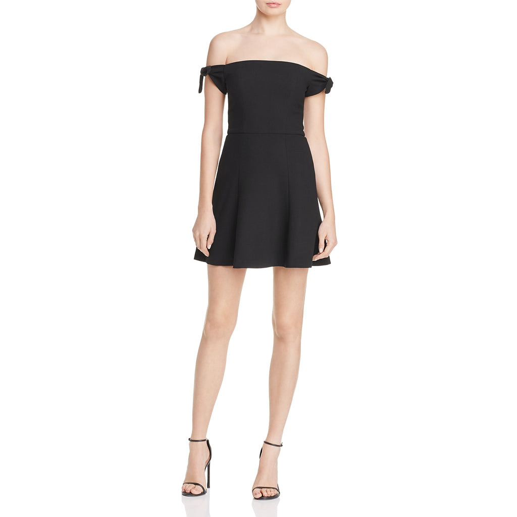 french connection black off the shoulder dress French Connection Emilia Knit Off-The-Shoulder Dress In Black - 70% Off