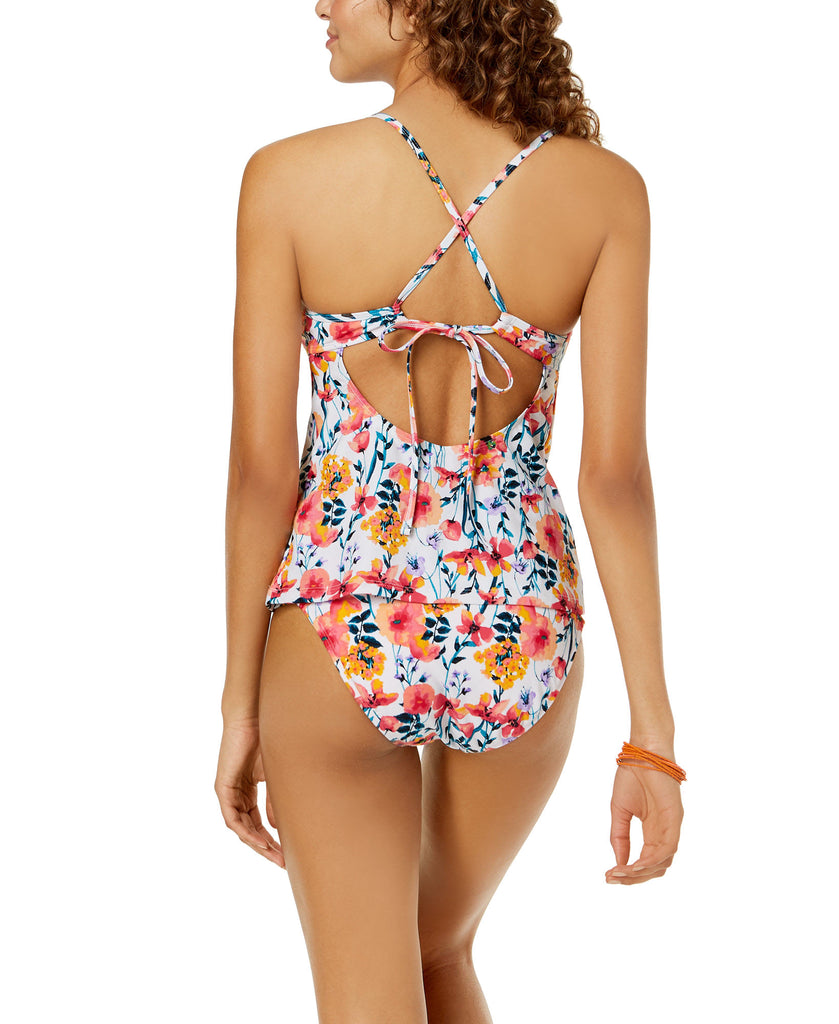 Hula Honey Juniors In Such a Fleury Printed Cross Back Tankini Top