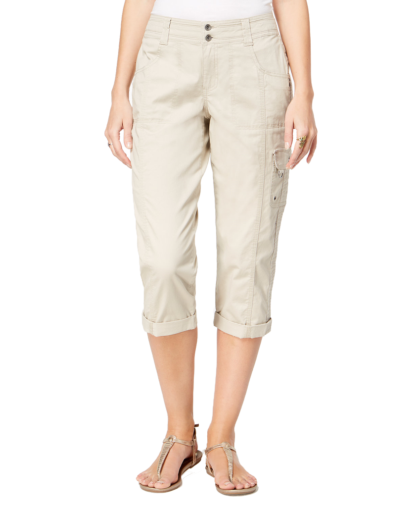 Style & Co Petite Cargo Capris Pants Stonewall