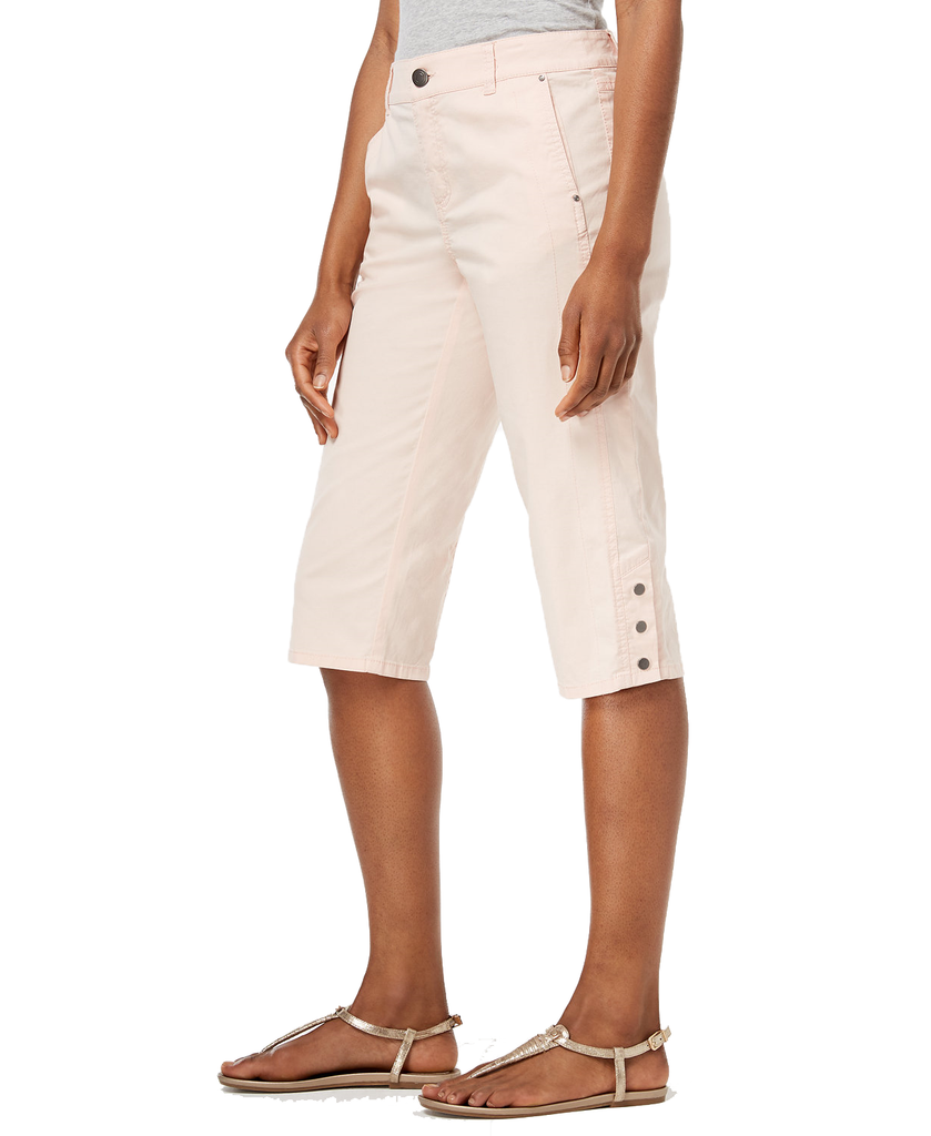 Style & Co Women Snap Button Capri Pants Crushed Petal