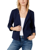 Maison Jules Women 3 4 Sleeve Knit Blazer Blue Notte