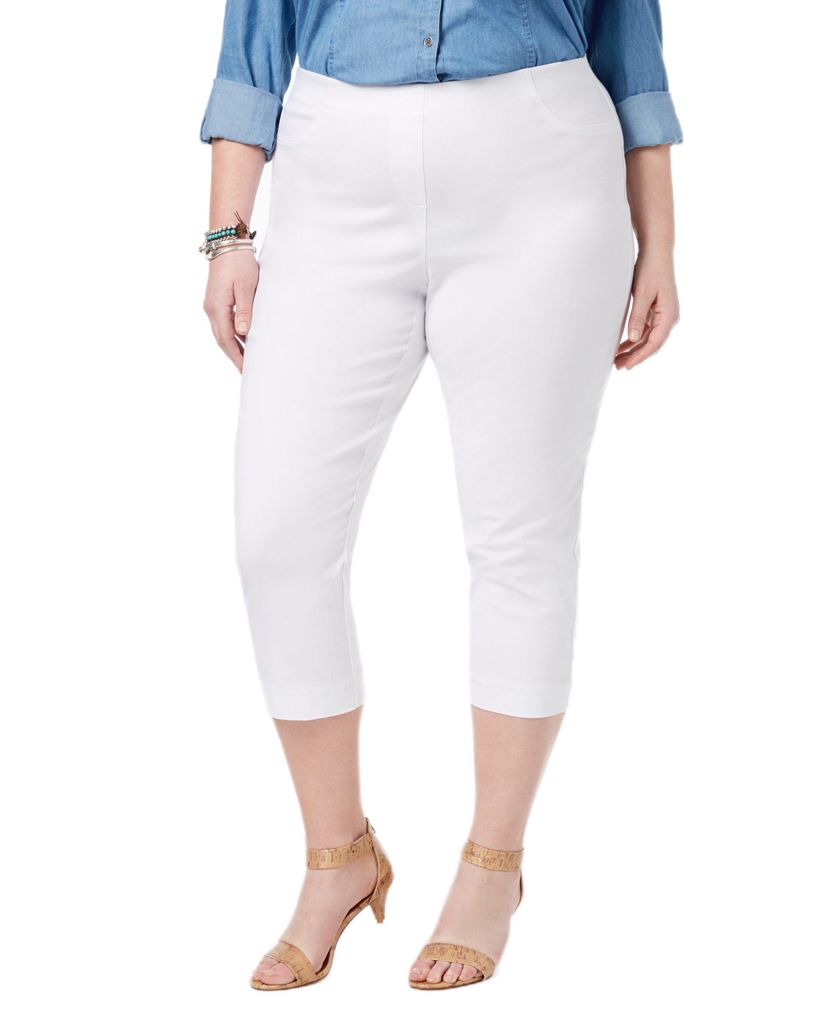 Style & Co Women Plus Capri Pants Bright White