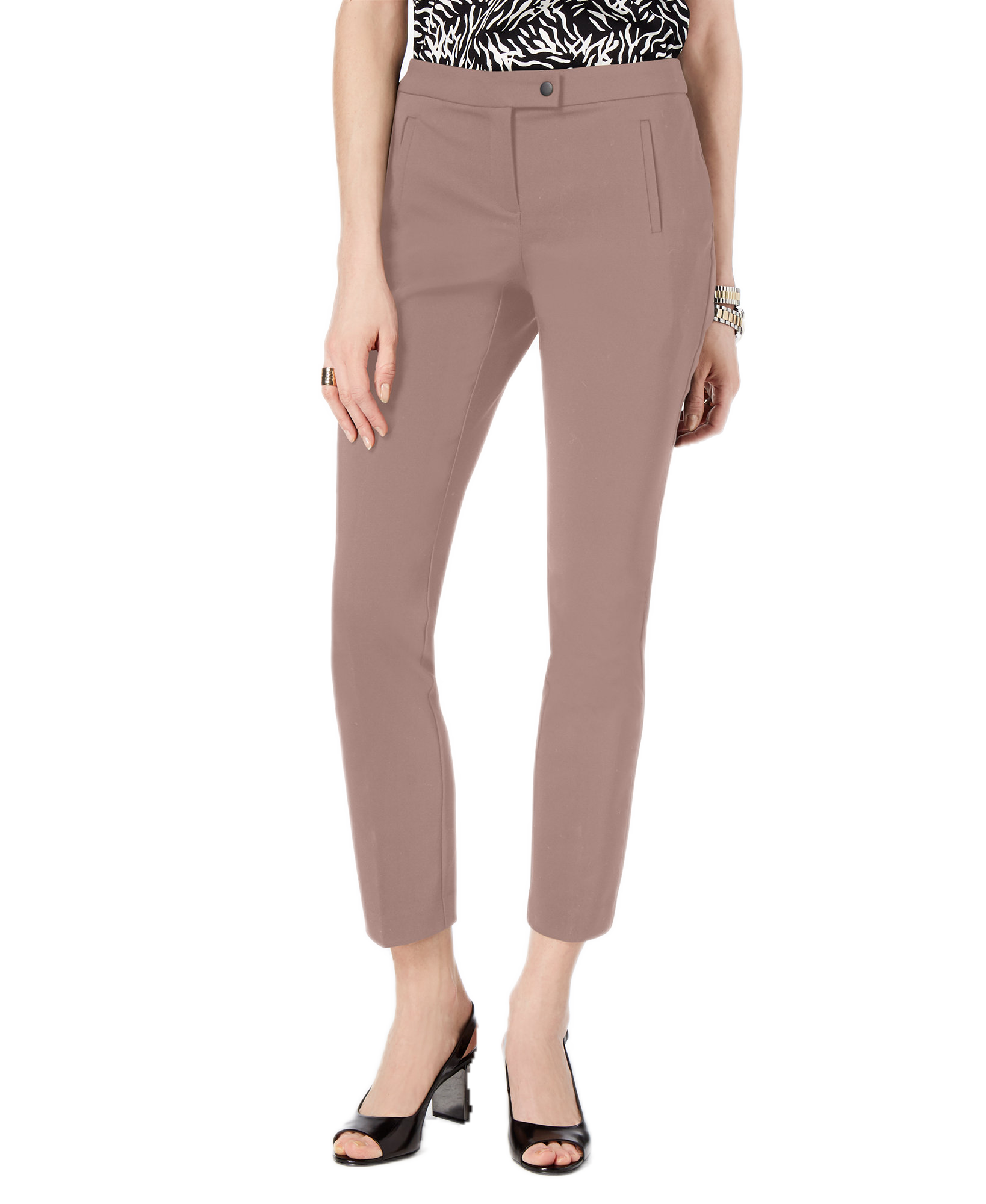 Alfani Women Tummy Control Slim Leg Pants Pottery Clay