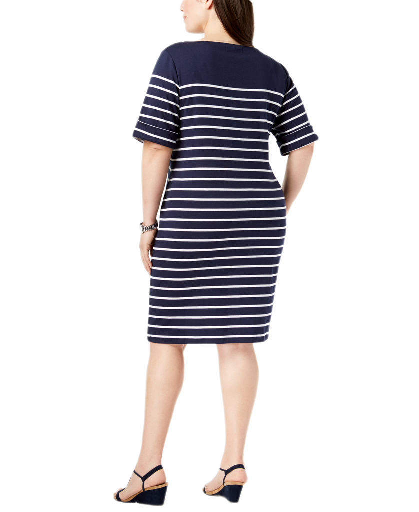 Karen Scott Women Plus Striped Shift Dress