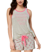 Jenni by Jennifer Moore Women Moore Contrast Trim Graphic Print Tank Top Whispy Gray