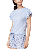 Ande Women Whisperluxe Flutter Sleeve Pajama Top Blue