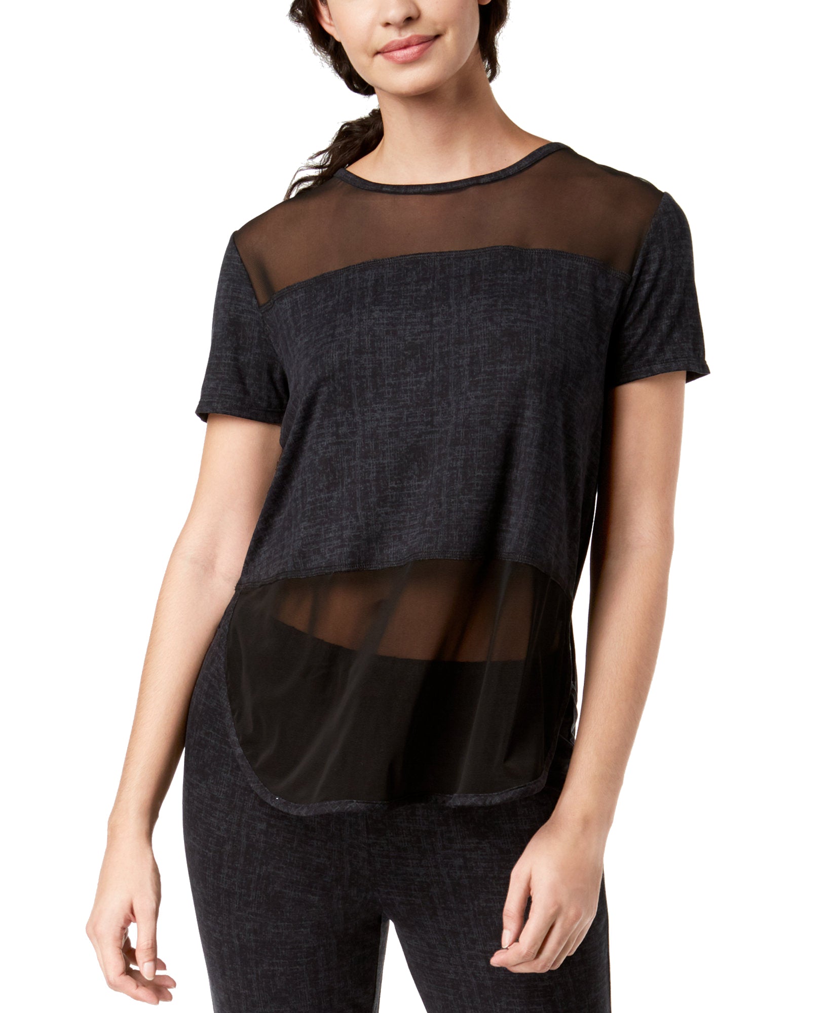 Ande Women Lush Luxe Mesh Panel Pajama Top Black