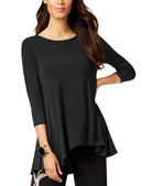 Alfani Women Petite Solid Swing Top Deep Black
