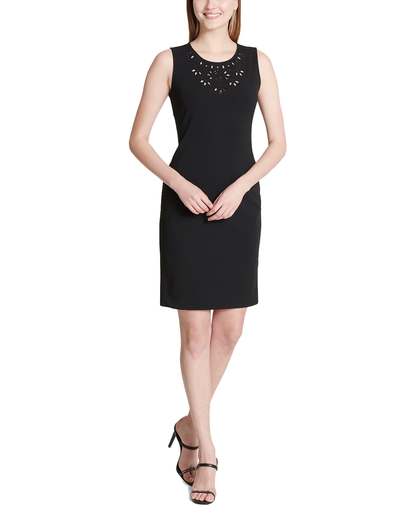 Calvin Klein Women Cutout Yoke Sheath Dress Black