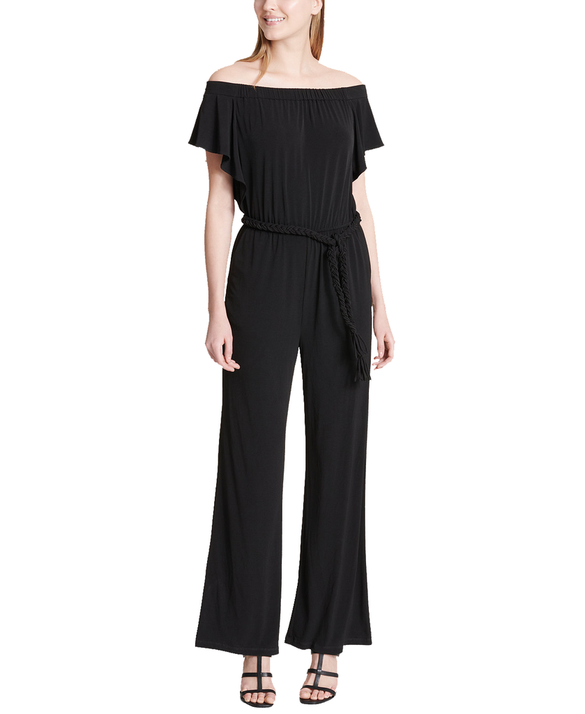 Calvin Klein Women Off The Shoulder Jumpsuit Black