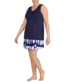 Layla Women Plus Printed Empire Waist Short Chemise Nightgown Navy