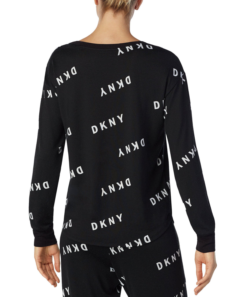 DKNY Women Logo Long Sleeve Knit Pajama Top
