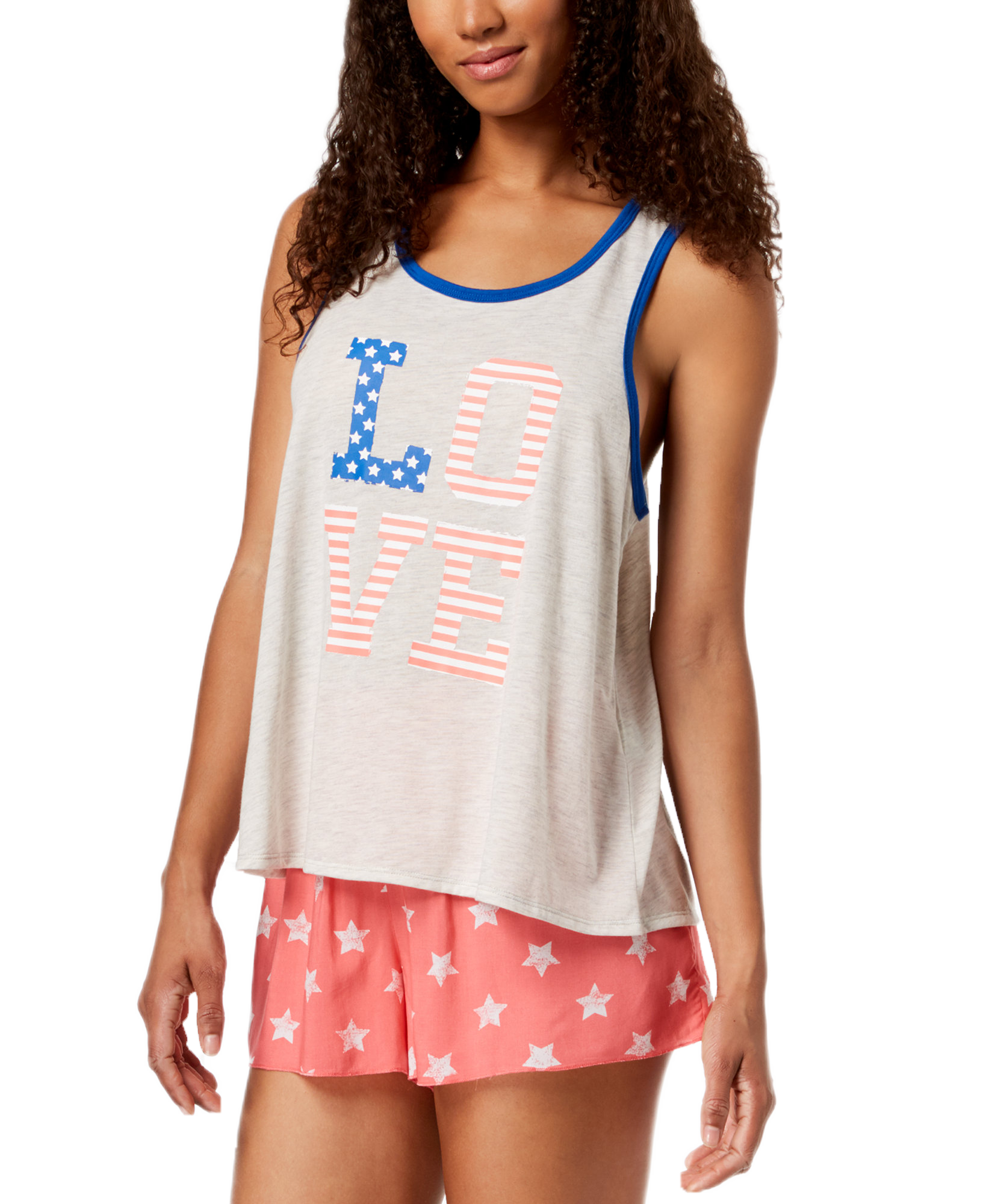 Jenni by Jennifer Moore Women Graphic Print Contrast Trim Pajama Tank