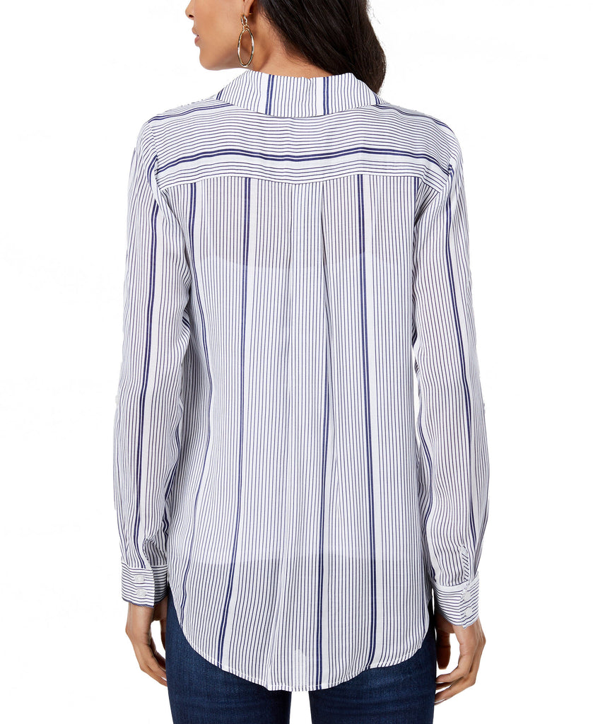 INC International Concepts Women Striped Flap Pocket Shirt