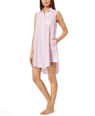 Miss Elaine Women Striped High Low Nightgown Pink Stripe