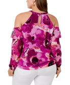 INC International Concepts Women Plus Cotton Cold Shoulder Halter Top