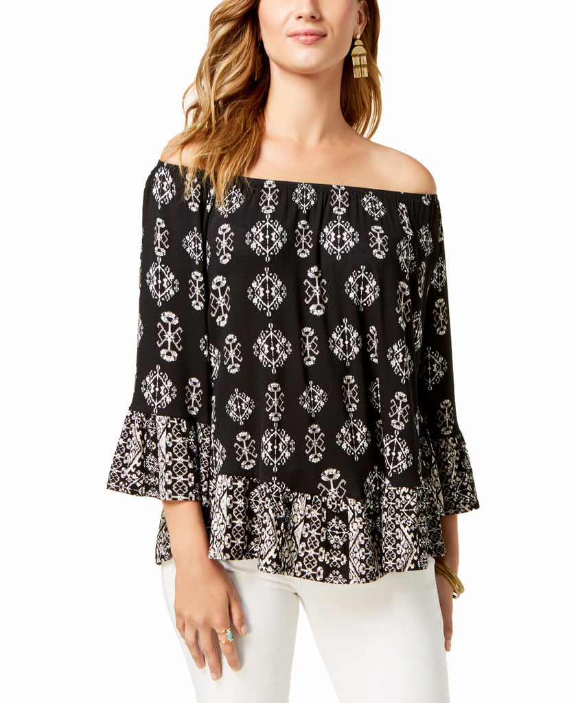 Style & Co Women Printed Off The Shoulder Top