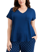 Alfani Women Plus V Neckline Pajama Top Starry Night